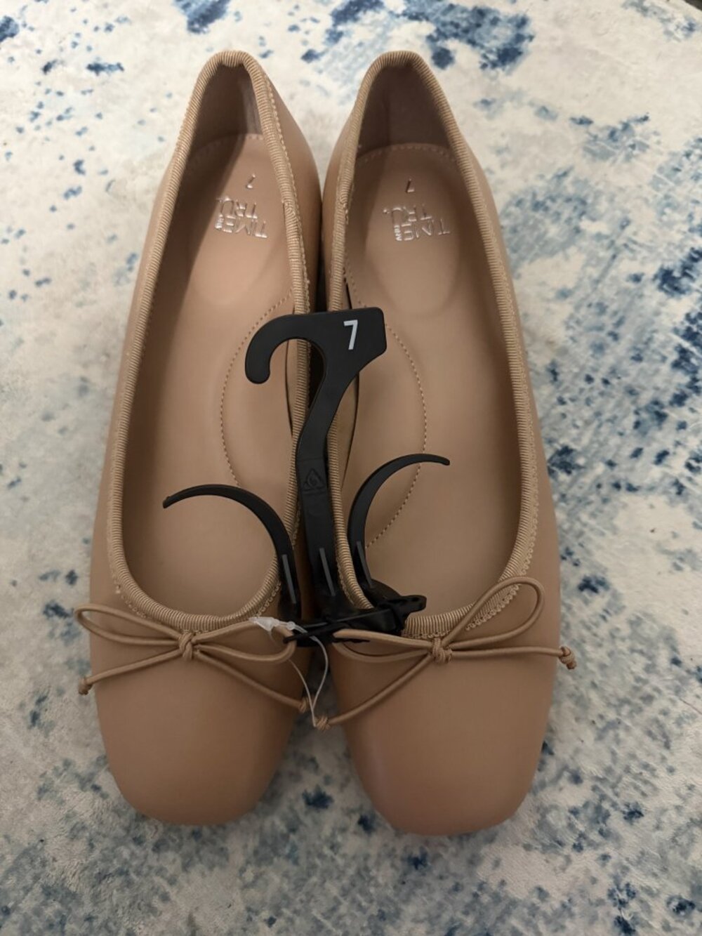 Time and Tru Nude Ballet Flats with Bow Detail Size 7